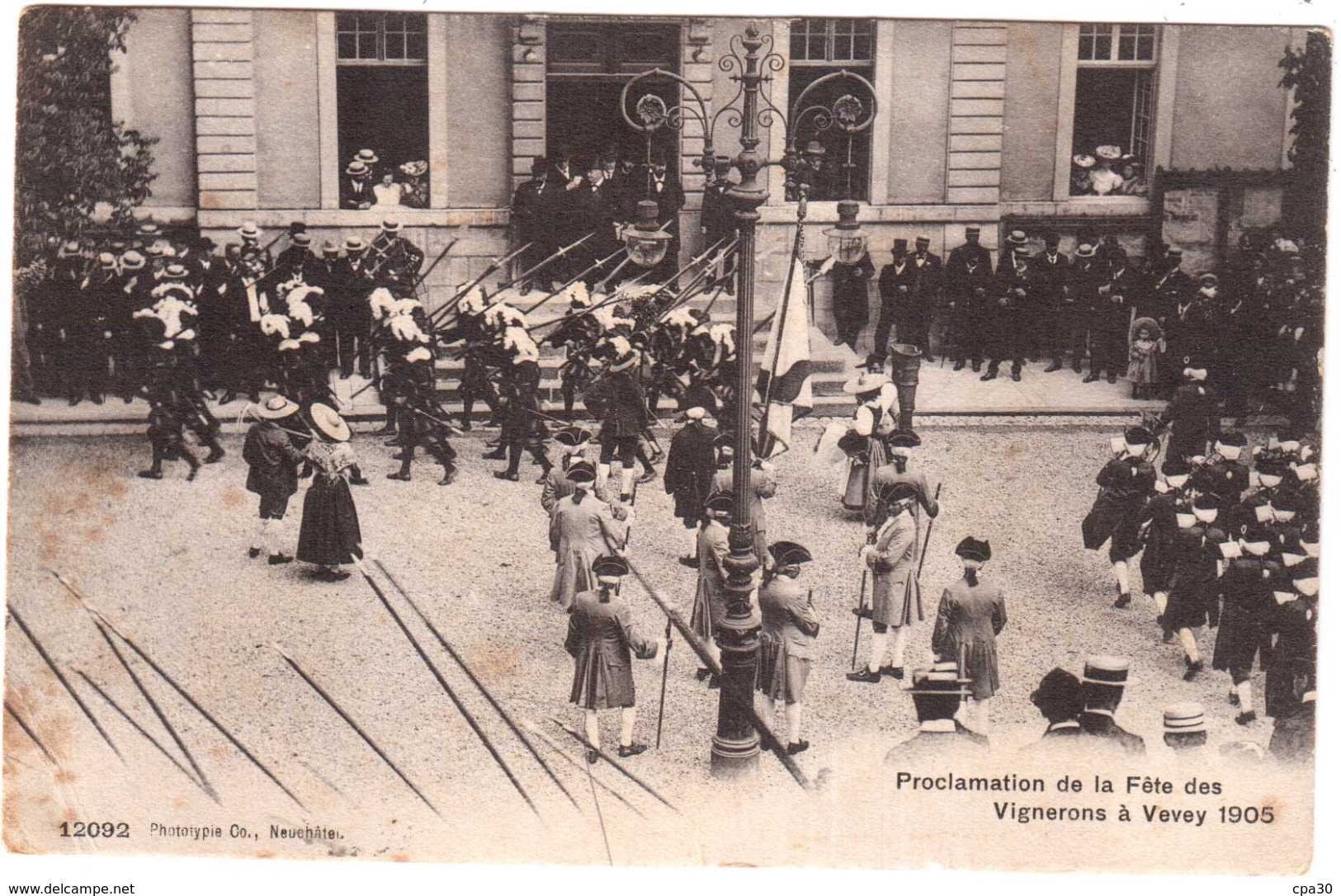 CPA SUISSE.PROCLAMATION DE LA FETE DES VIGNERONS A VEVEY 1905 - Vevey