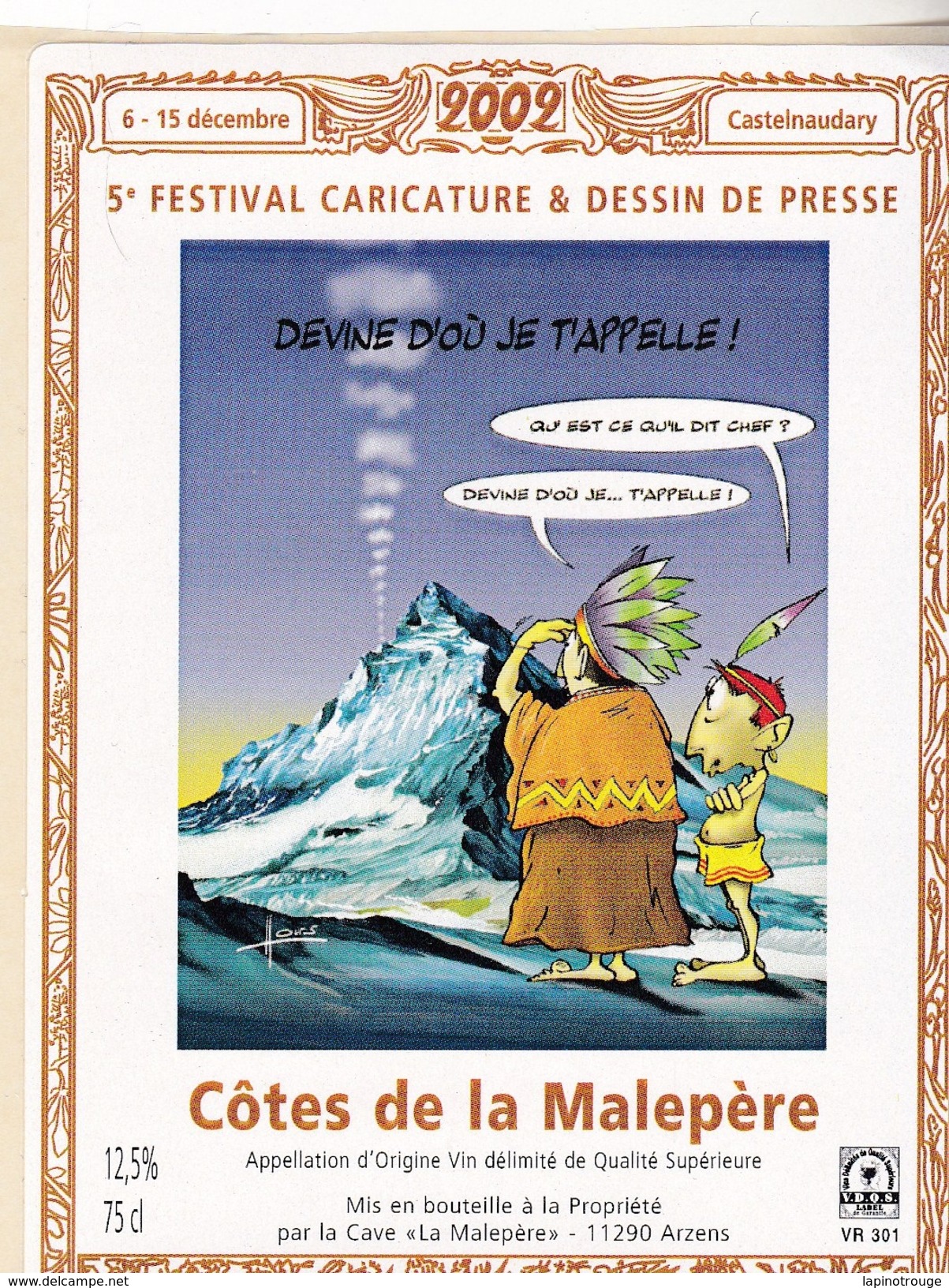 Etiquette Vin HOURS Festival De La Caricature Et Dessin De Presse BD Castelnaudary 2002 - Art De La Table