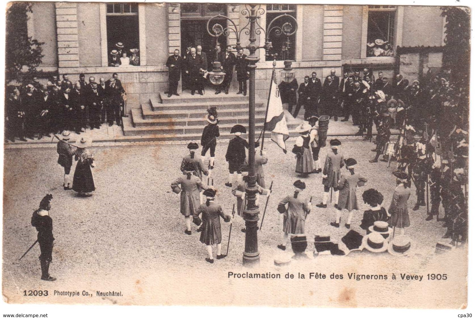 CPA SUISSE.PROCLAMATION DE LA FETE DES VIGNERONS A VEVEY 1905 - Vevey