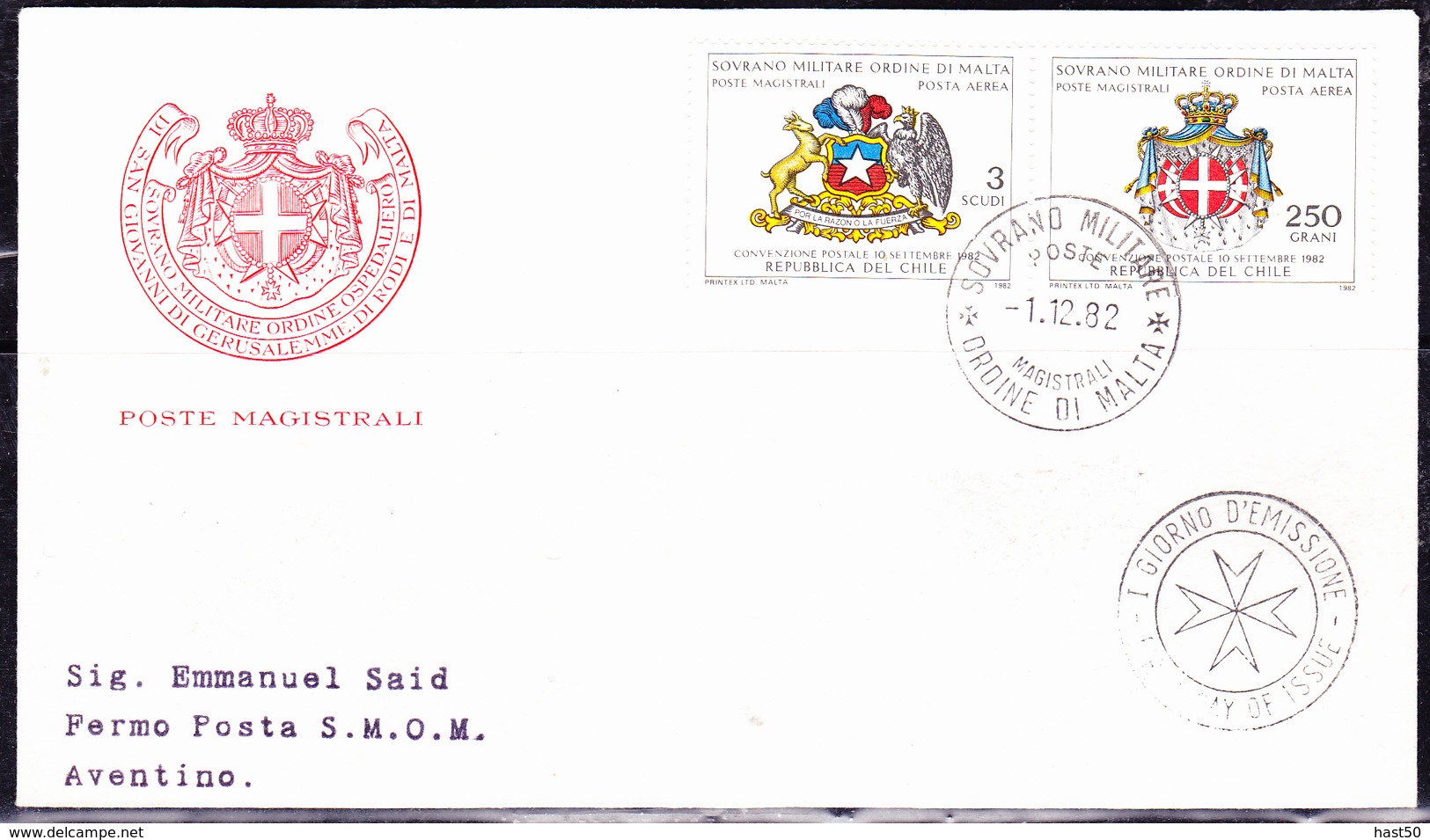 Orden Von Malta   S.M.O.M. - Flugpostmarken/Airmail Stamps/Timbres Airmail (Unificato A1/2) 1982 - FDC - Malte (Ordre De)