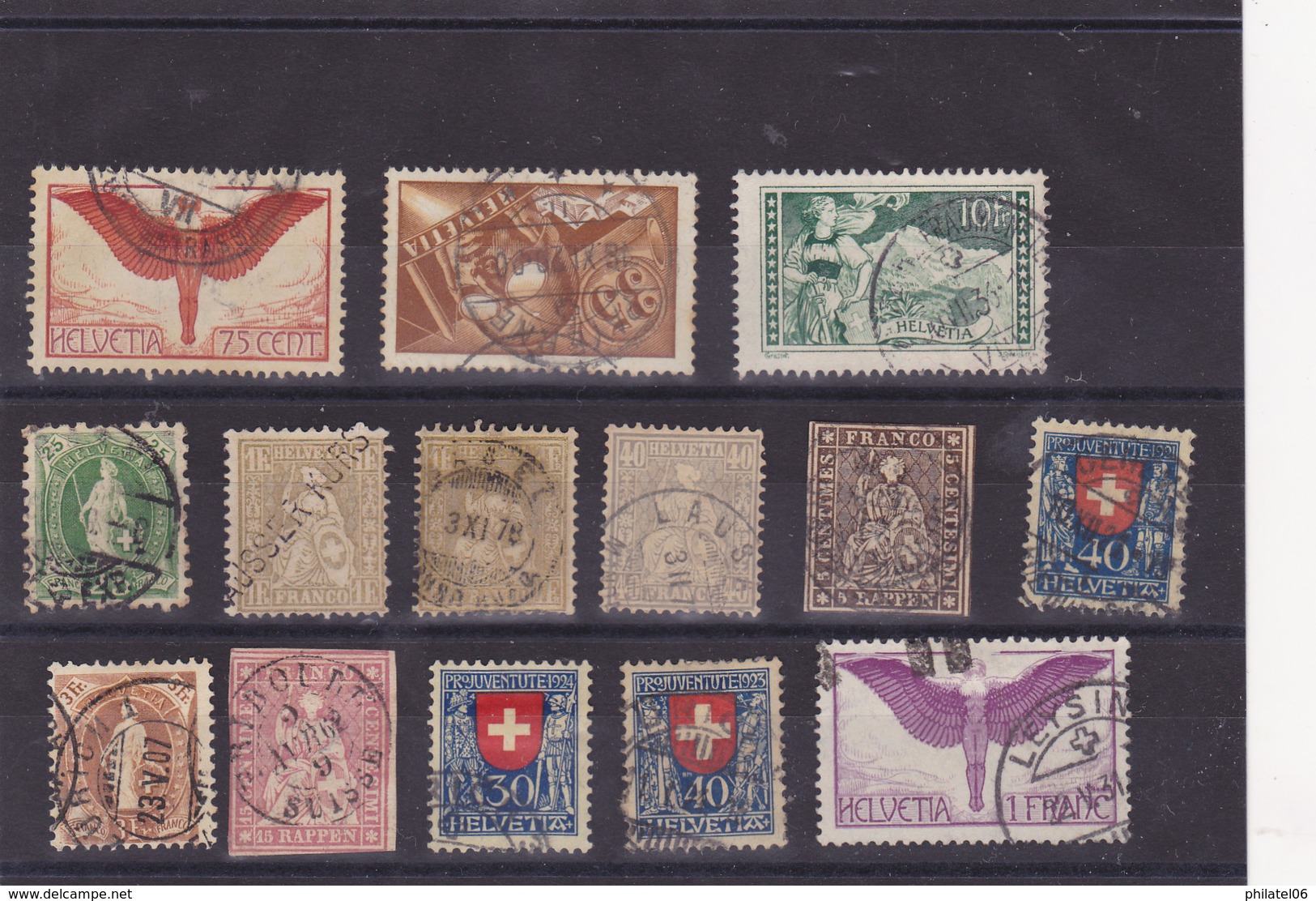 SUISSE  BONS TIMBRES  COTE 622 EUROS (SANS COMPTER LE No57 AVEC OBLITERATION FERROVIAIRE COTANT 650 EUROS) - Collections