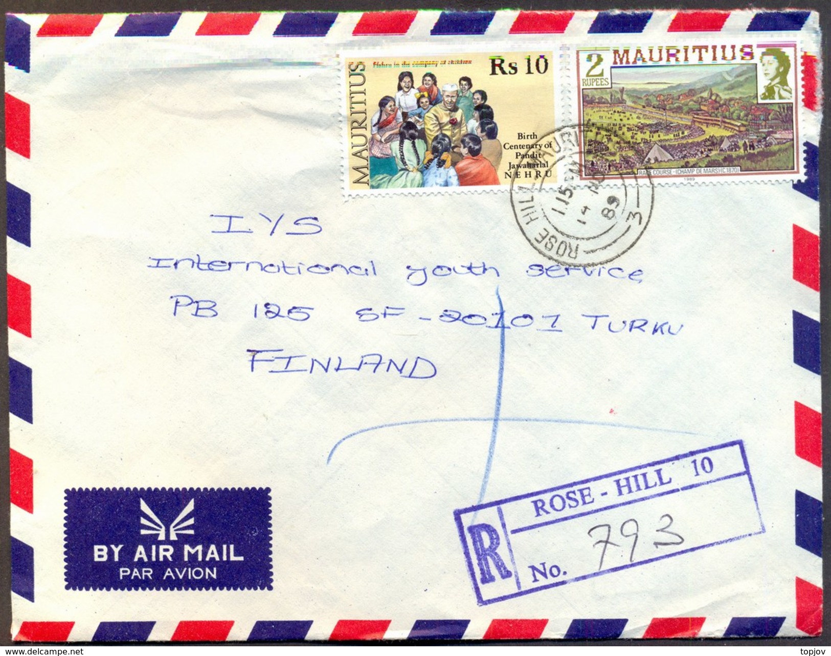 MAURITIUS - INDIA - NEHRU & CHILDREN On AIRMAIL  Letter - 1989 - Storia Postale