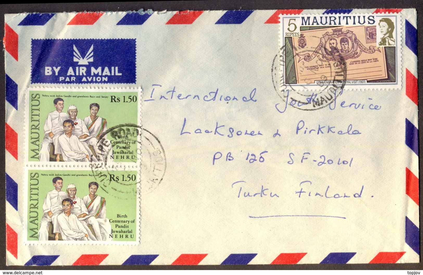 MAURITIUS - INDIA - NEHRU  INDIRA GANDHI  RAJIV  SANJAY On AIRMAIL  Letter - 1989 - Storia Postale