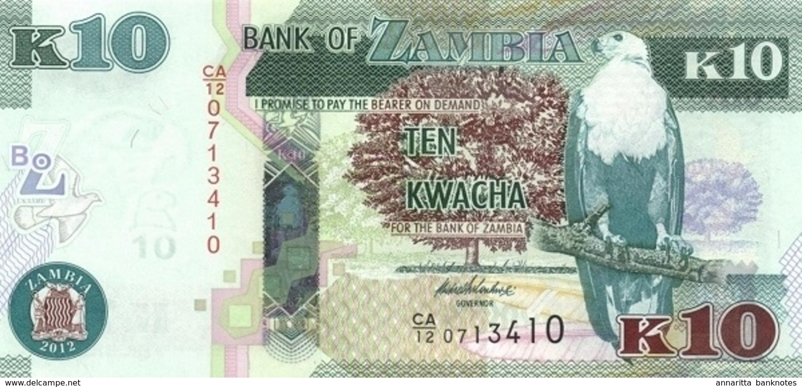 Zambia 10 Kwacha 2012 (2013), UNC (P-51a, B-154a) - Sambia