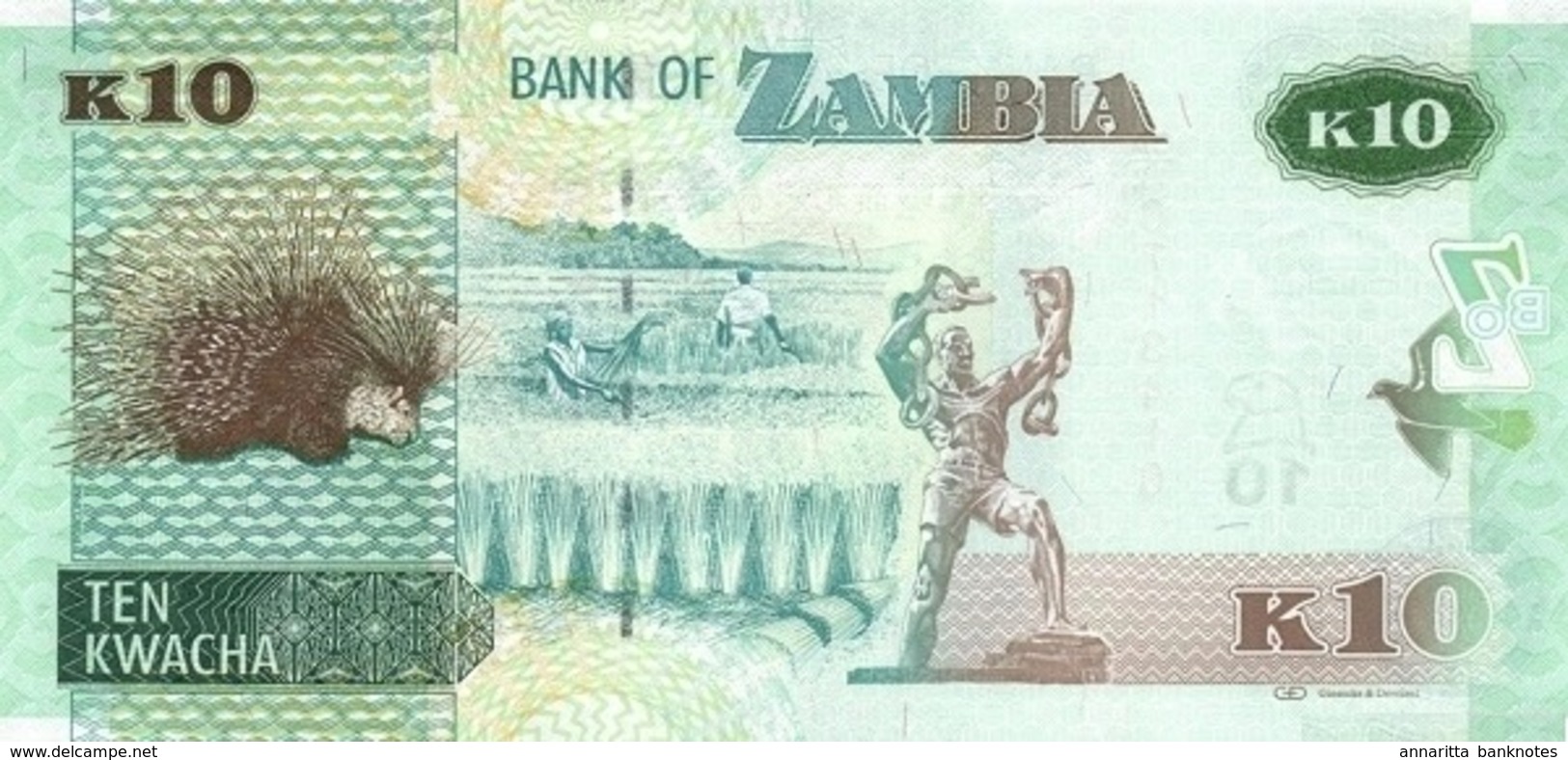 Zambia 10 Kwacha 2012 (2013), UNC (P-51a, B-154a) - Zambia