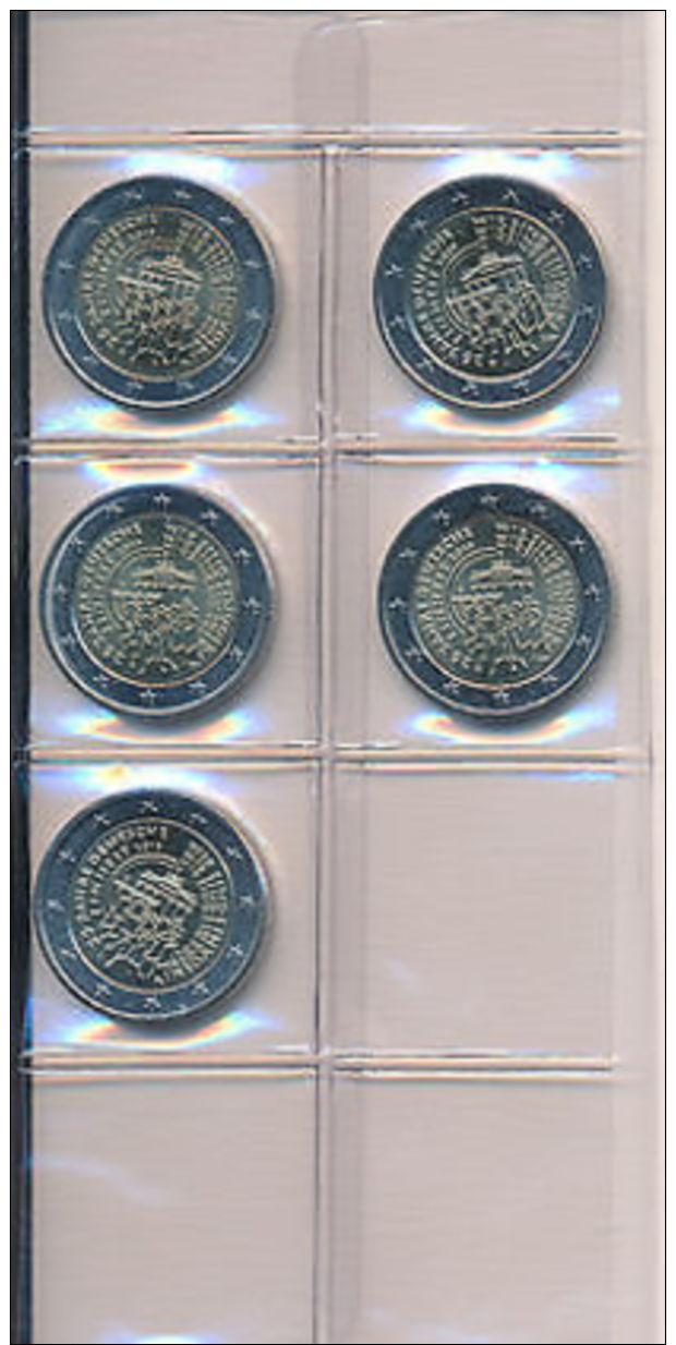 Deutschland 2015 - 5x Original 2 Euro Gedenkmünzen - 25 Jahre Deutsche Einheit - Germany