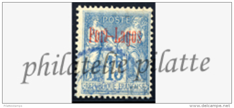 -Port-Lagos 3a Obl Variété Surcharge Rouge - Unused Stamps