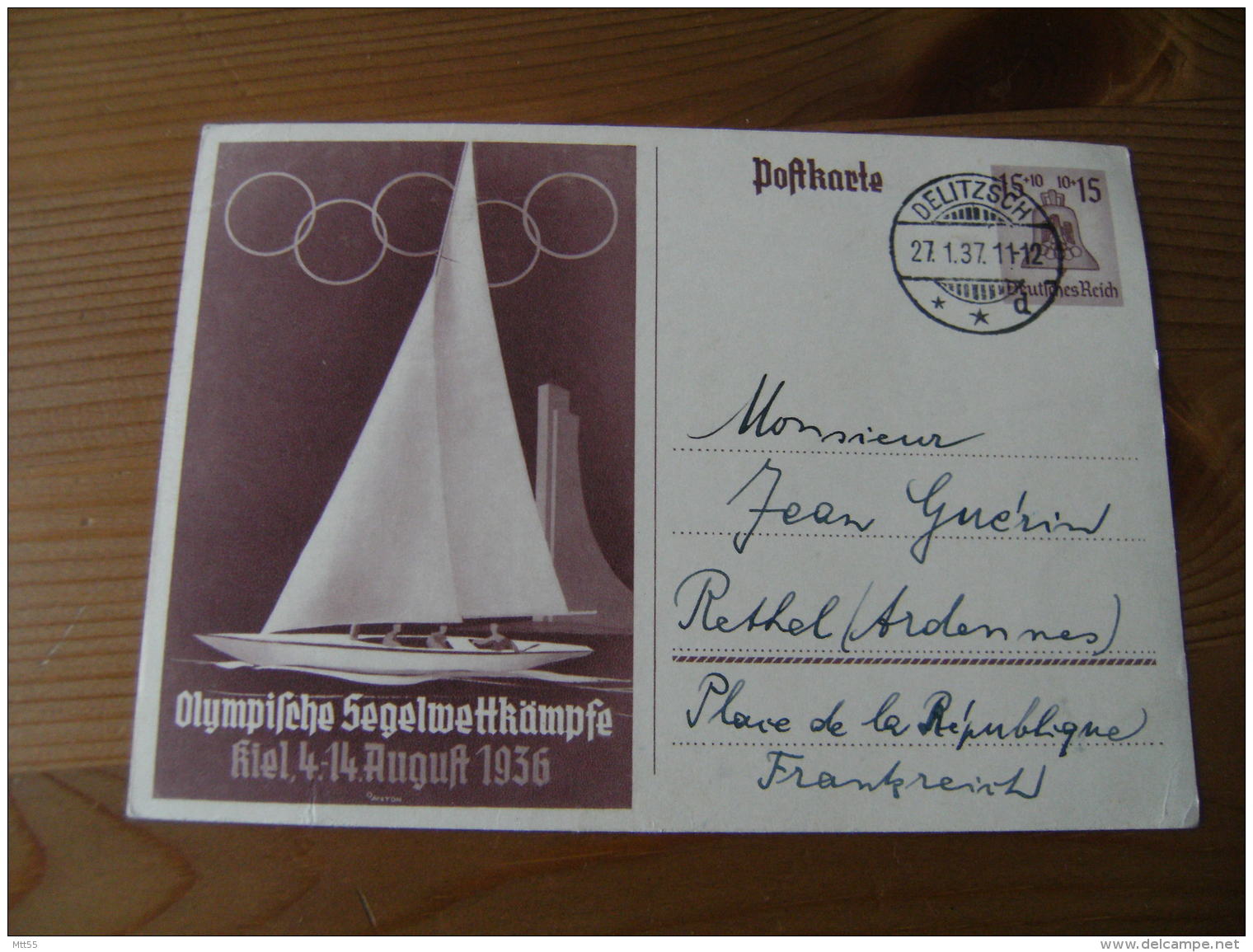 Jeux Olympiques  1936 Voile Kiel Entier Postal - Ete 1936: Berlin