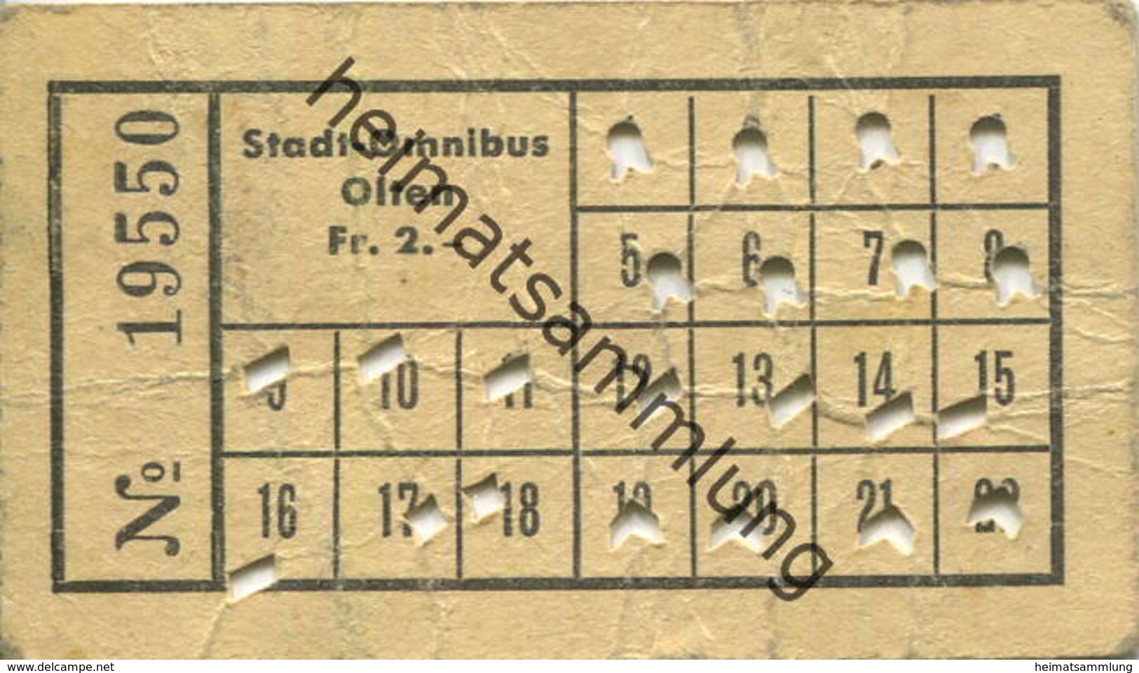 Schweiz - Stadt-Omnibus Olten - Fahrkarte Fr. 2.- - Rückseitig Werbung Kaufhaus Krone - Europe