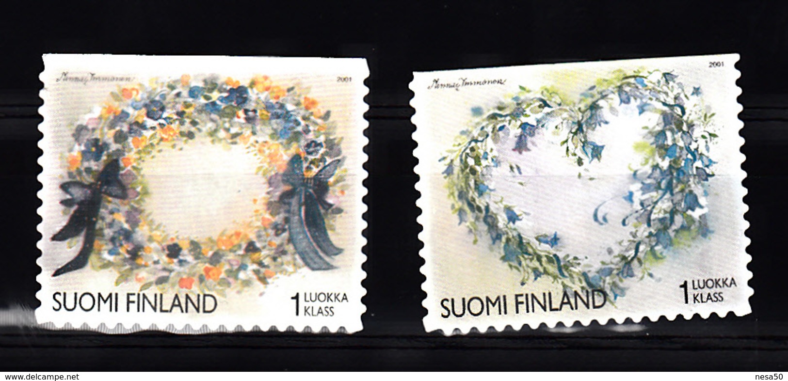 Finland 2001 Mi Nr  1546 + 1548 , Valentijnsdag - Oblitérés