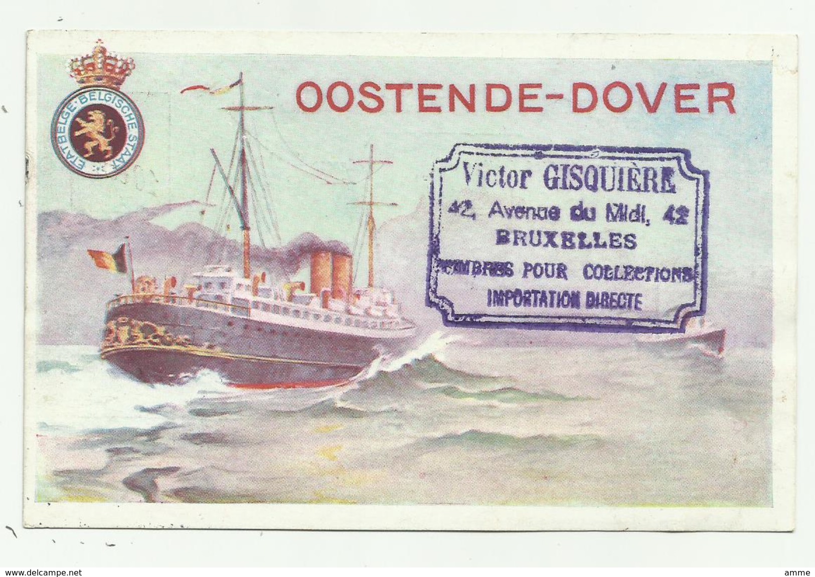 Oostende  *  Maalboot Oostende -Dover -  Paquebot  1923   (Timbre 15 > 10 Ct .) - Bootkaarten