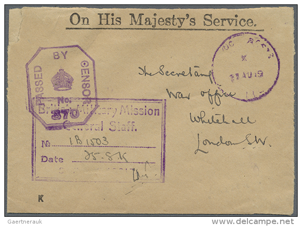 1919, ALLIED INTERVENTION IN SOUTH RUSSIA, OHMS Cover With Cachet "British Military Mission / General Staff.,... - Other & Unclassified