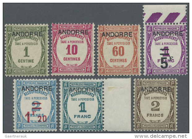 1931 - 1932, Postauftrags-Portomarken Von Frankreich Mit Aufdruck "ANDORRE", Sauber Ungebraucht, Teils Vom... - Unused Stamps