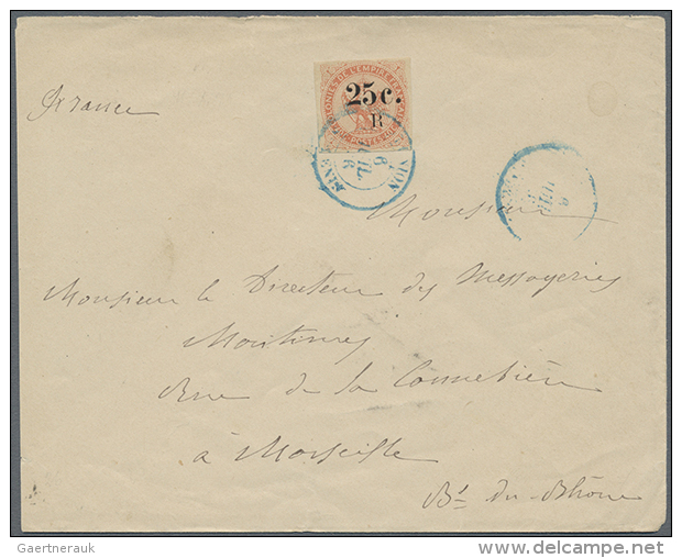 1886, Envelope Franked With Full Margined 25 C. On 40 C. Eagle From Reunion To Marseille. (D) - Other & Unclassified