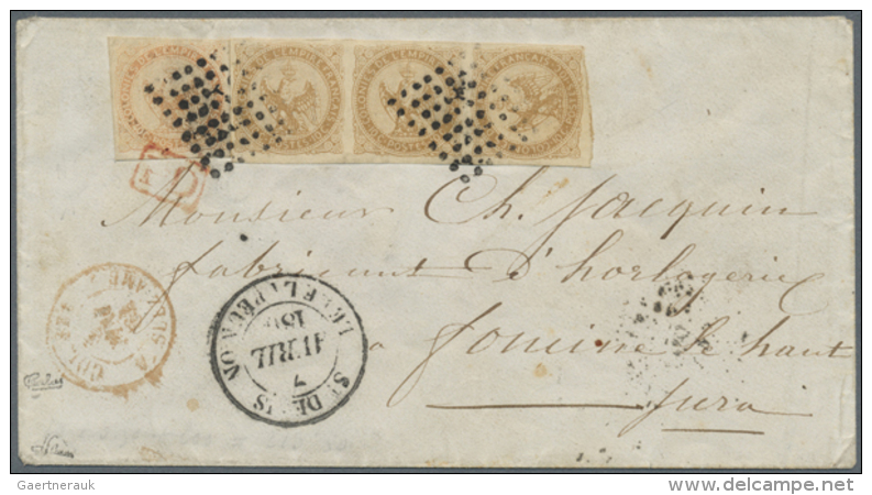 1864, General Issues, 10 C. Brown Horiz. Strip Of 3 (incl. TETE-BECHE) And Single 40 C. Orange, All Full To Large... - Other & Unclassified