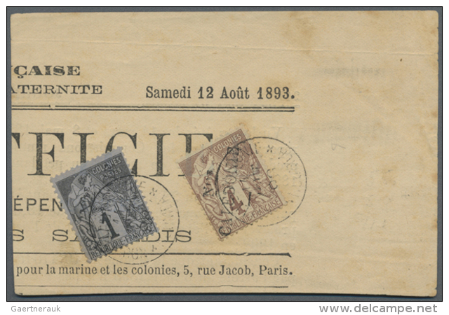 1893 (14.10.), Piece Of Newspaper From 12th August 1893 Franked With Two Allegorie Stamps 1c Black On Blue And 4c... - Other & Unclassified