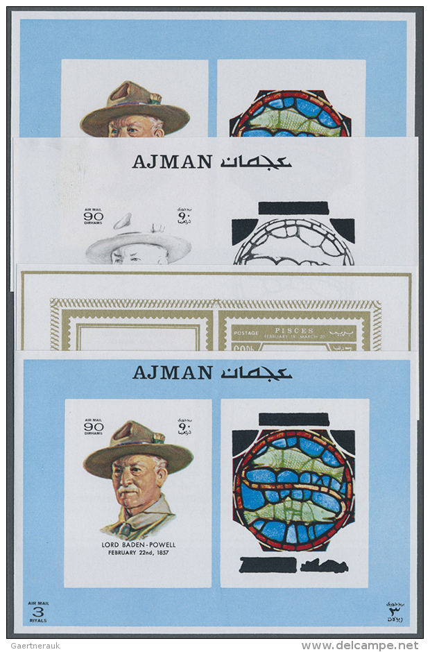 1971, Ajman. Renowned Personalities And Their Zodiac Signs. Imperforate Progressive Proof (8 Phases) For The... - Astrologie