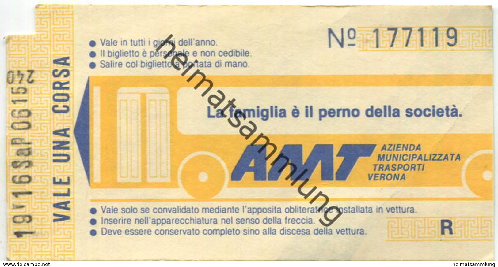 Italien - AMT Verona - Bus-Fahrschein - Europe