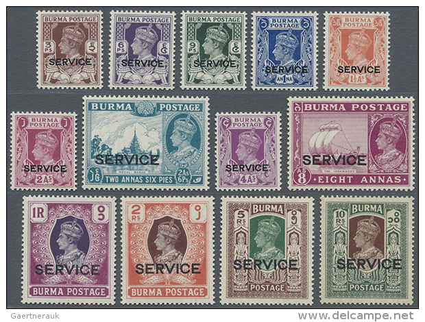 1939 Officials Complete Set Of 13, Mint Never Hinged, The 10r. With Traces Of Light Toning, Fine. (SG &pound;250)... - Burma (...-1947)