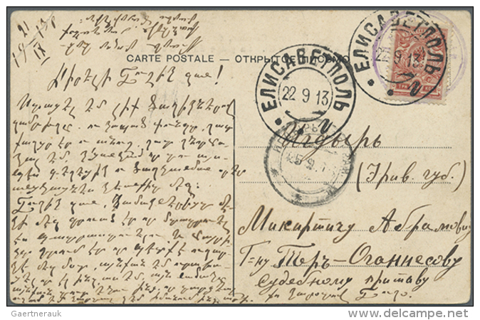 1913, Postcard From Batum Tied By "Elisabethpol 22/9/13" Cds. (Azerbaijan), Corner Crease At Top Left, Fine And... - Sonstige & Ohne Zuordnung