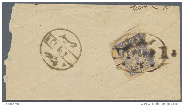 1909, 1ab. Ultramarine, Single Franking On Reverse Of Cover (roughly Opened). (D) - Afghanistan