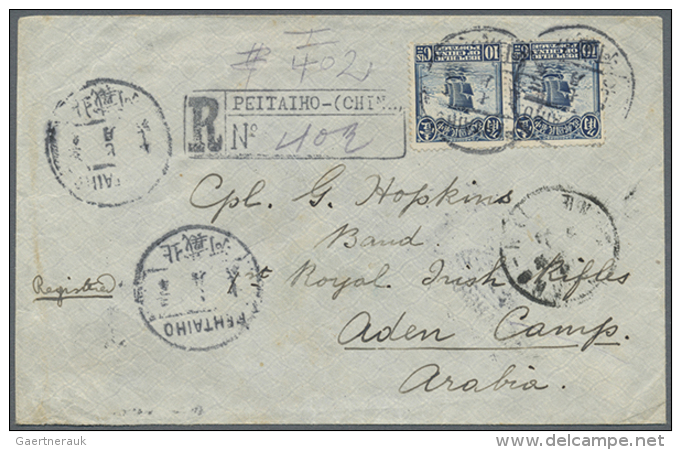 1914, Early Incoming Mail: Incoming Registered Cover From Peitaiho, China, Franked Republic 10c. Pair, Addressed To... - Aden (1854-1963)