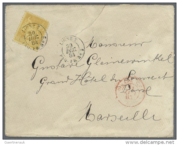 1884, France 25 C (round Corner) On Envelope (minor Tear) With Double Cds "LIGNE T PAQ. FR. No2 30 DEC 84" And B/s... - Aden (1854-1963)