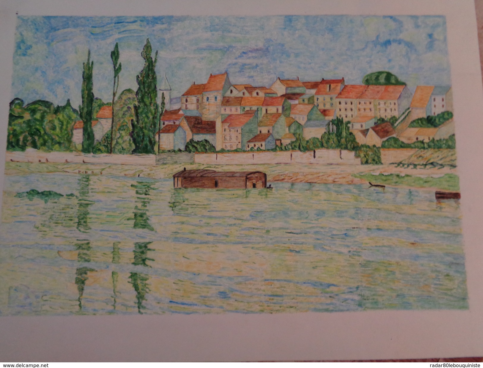 Carrières De Saint-Denis.D'après Claude Monet.La Feuille :480 X 340 Mm.Acrylique Sur Papier Par Debeaupuis.1976 - Acrilicos