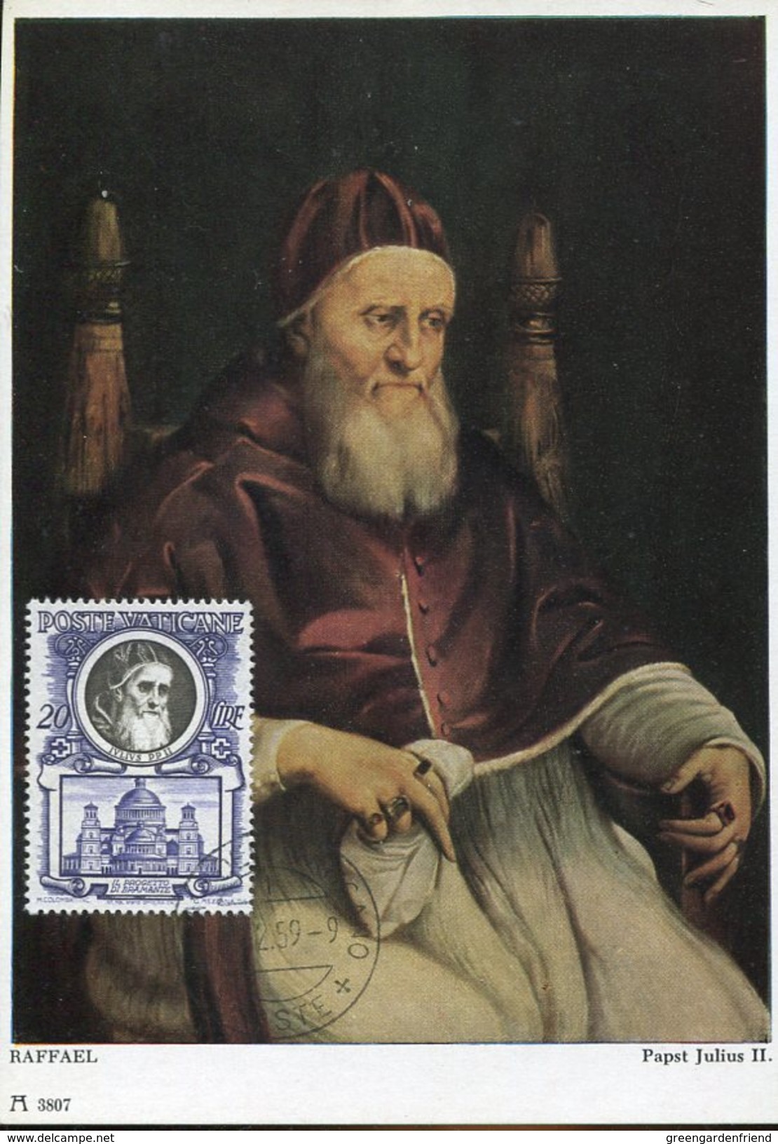 18053 Vaticano,  Maximum 1959 Painting Of Raffael Raphael, The Pope's Julius II   Pape Jules - Cartoline Maximum