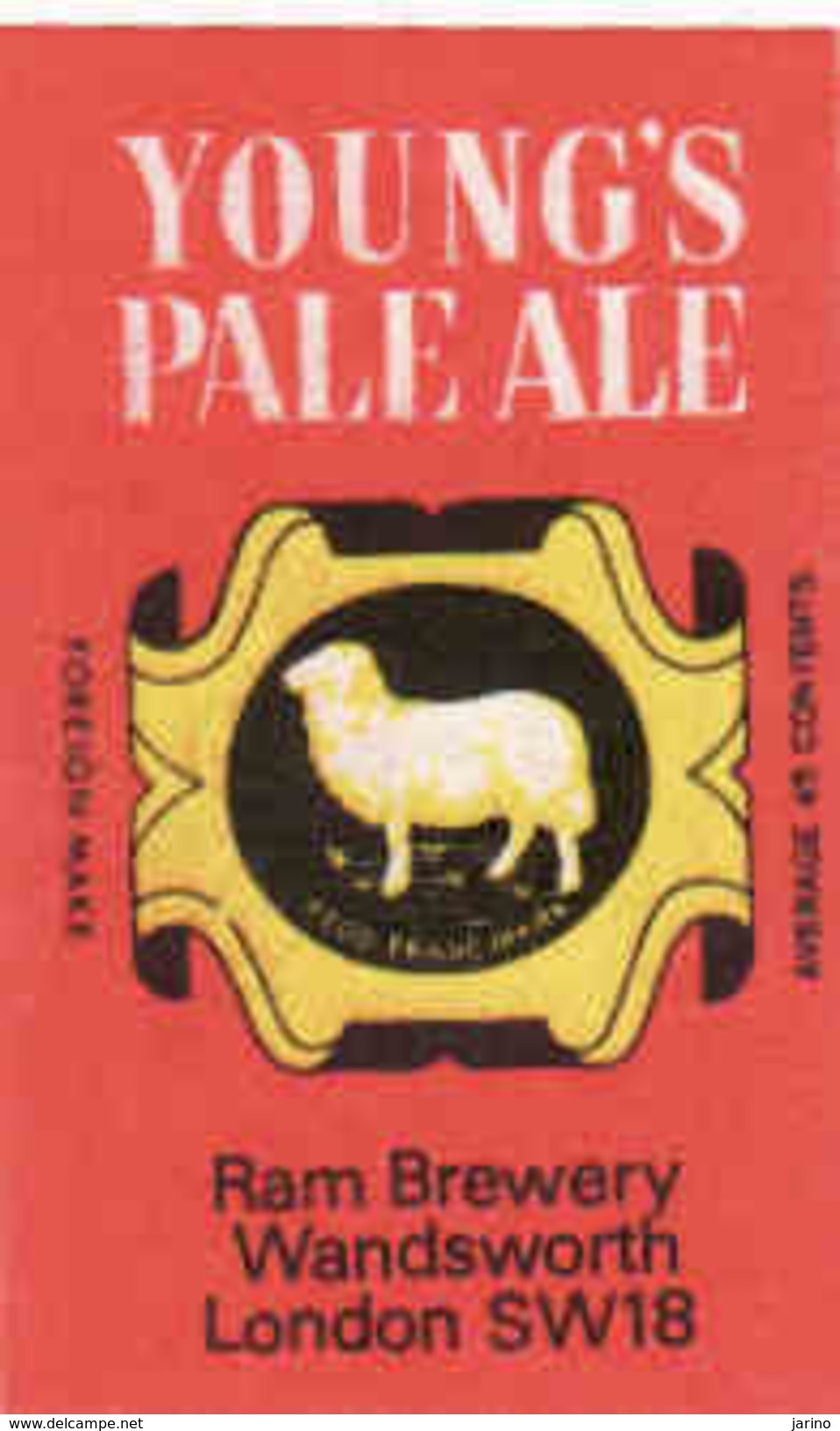 Czechoslovakia 1945-72 Export UK-GB Boites D'allumettes-etiquettes,Young's Pale Ale, Ram Brewery London, Sheep,45matches - Boites D'allumettes - Etiquettes