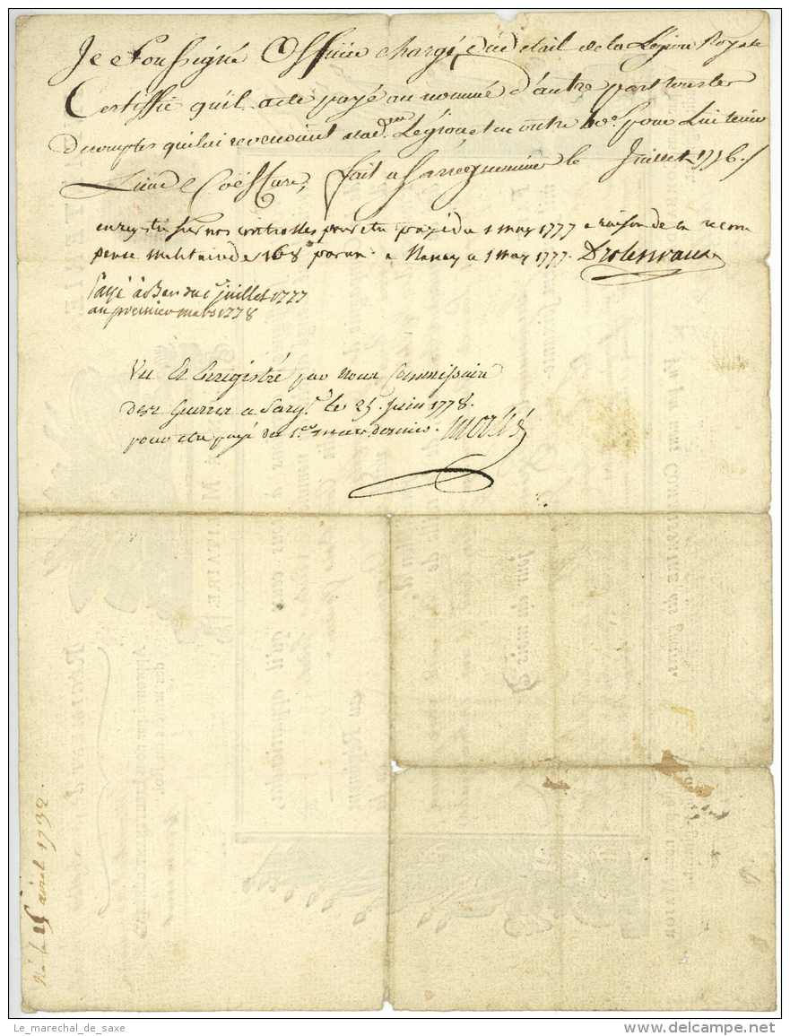 REGIMENT De La LLEGION ROYALE - Sarreguemines 1776 - Généraux VIOMENIL (1728-1792), BIRON (1747-1793) Et Colonel Chennev - Documenti Storici