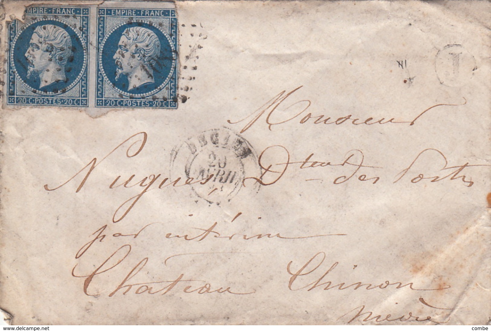 LETTRE.  20 AVRIL ...   NIEVRE  DECIZE 1083.   BOITE RURALE =    J /  56 - 1849-1876: Klassik