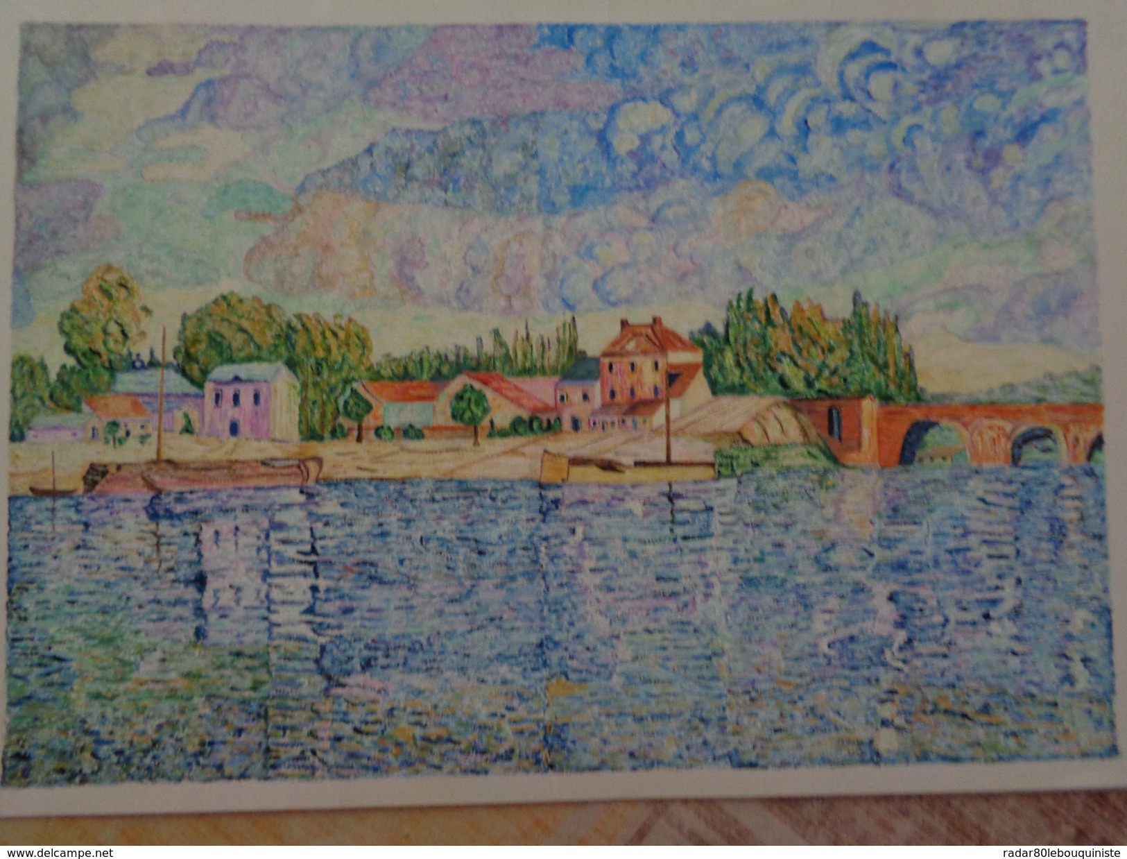 Le Pont De Sèvres.D'après Alfred Sisley. La Feuille:500 X 325 Mm.Acrylique Sur Papier Par Debeaupuis.1976 - Acryliques