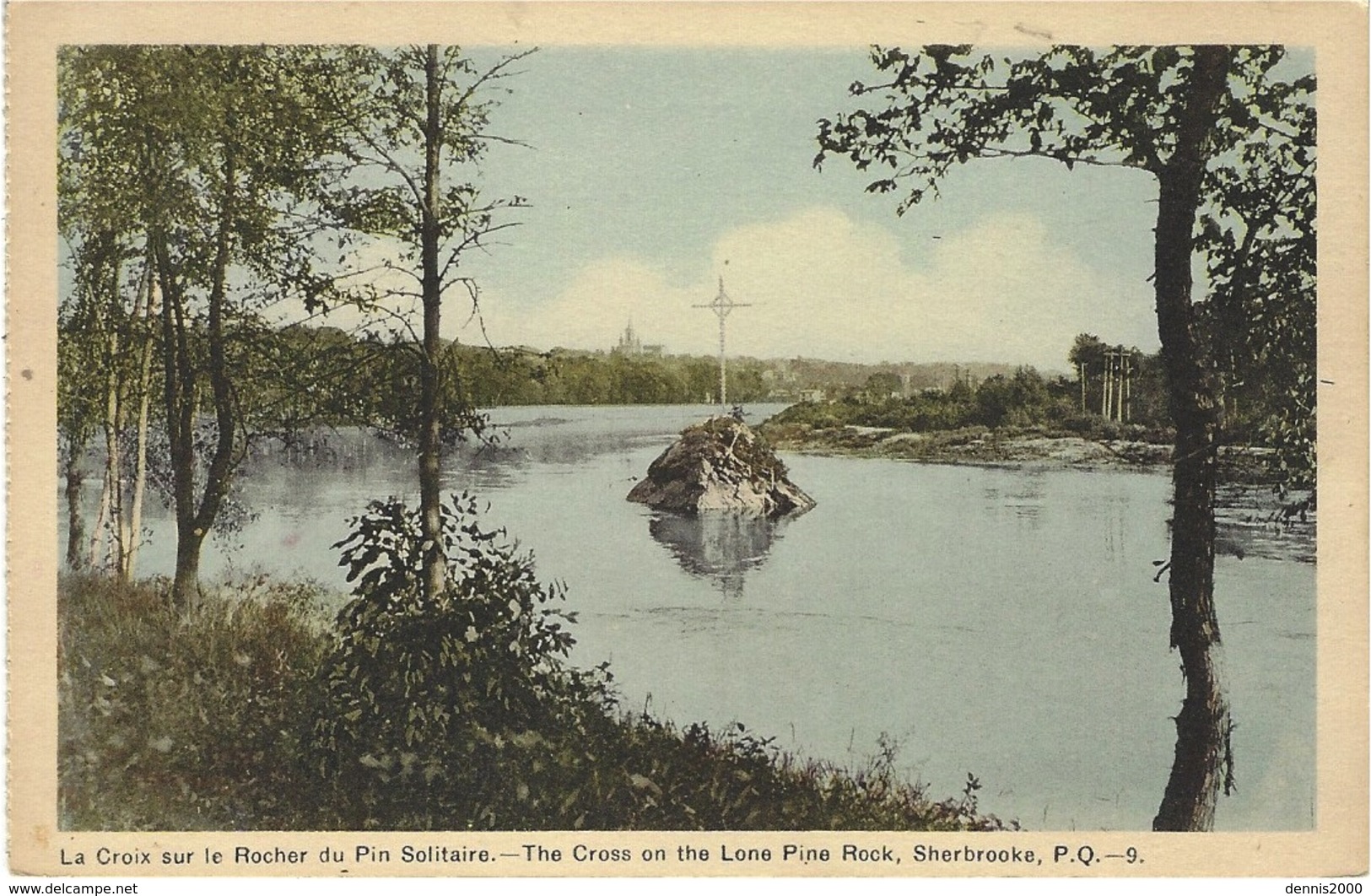 The Cross On The Lone Pine Rock, Sherbrooke, P. Q. - 9 - Ed. The Photogelatine Engraving Co., Toronto - Sherbrooke