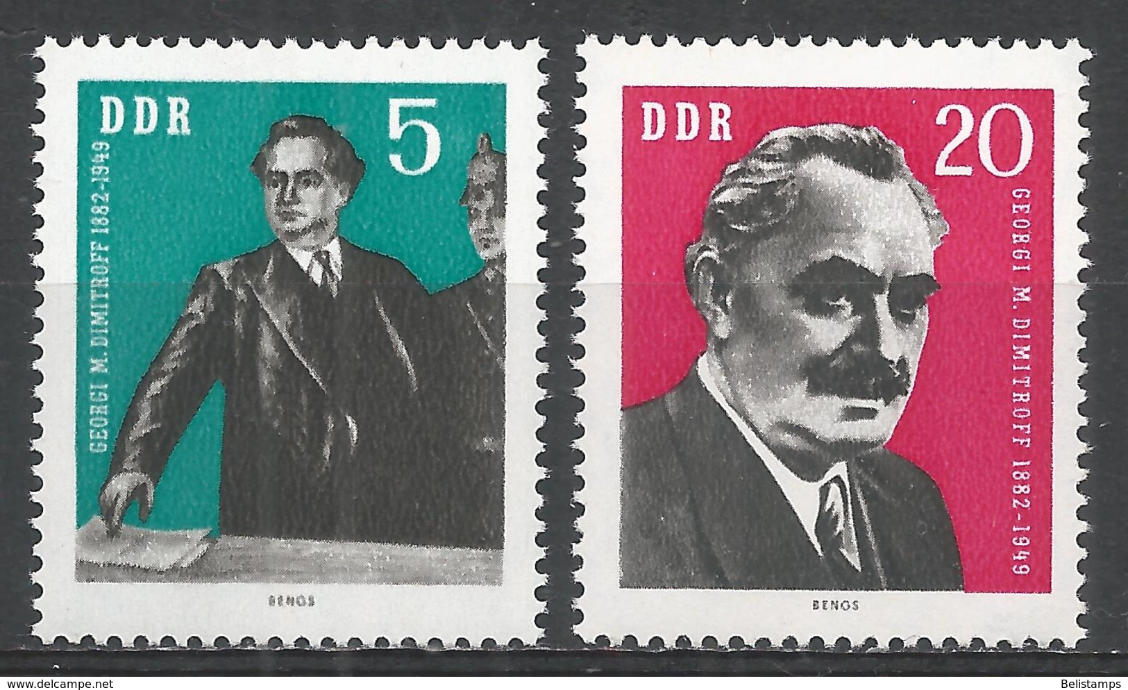 German Democratic Republic 1962. Scott #609-10 (MNH) George Dimitrov (1882-1949) ** Complete Set - Neufs