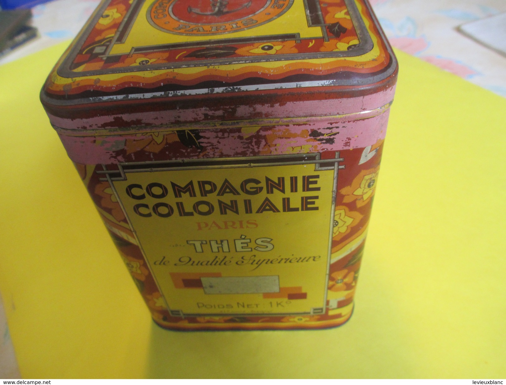 Boite en Fer/Alimentaire/Compagnie Coloniale/Thés/Paris/1 Kg/Passy/Vinatié/Bordeaux/Vers 1930-1950              BFPP103