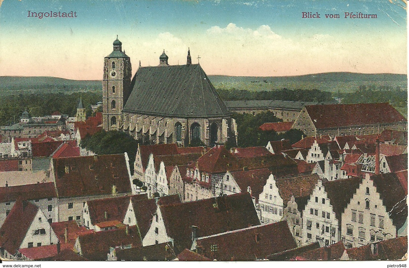 Ingolstadt (Bayern, Deutschland) Blick Vom Pfeifturm, Scorcio Panoramico E Chiesa - Ingolstadt