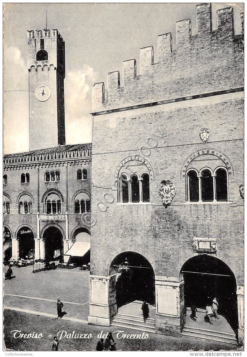 Cartolina - Treviso Palazzo Del Trecento Animata 1955 - Treviso