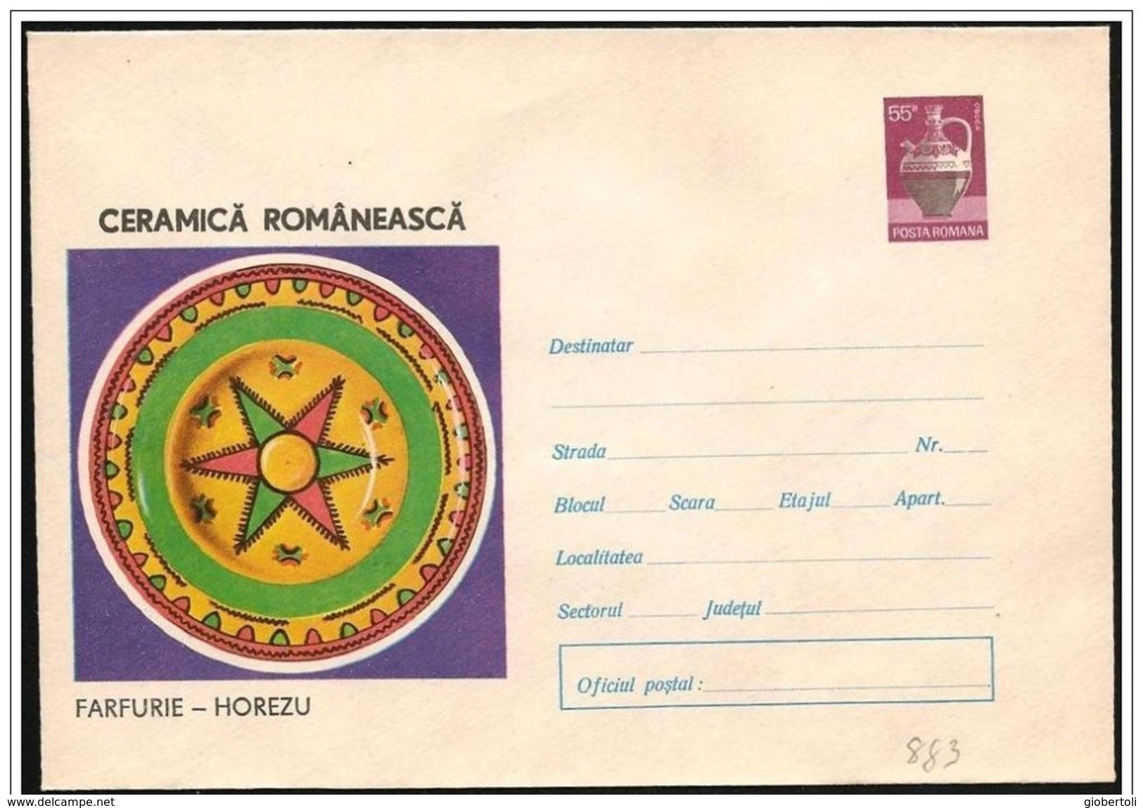 Romania/Roumanie: Intero, Stationery, Entier, Ceramica Rumena, Céramique Roumaine, Ceramic Romanian - Porzellan