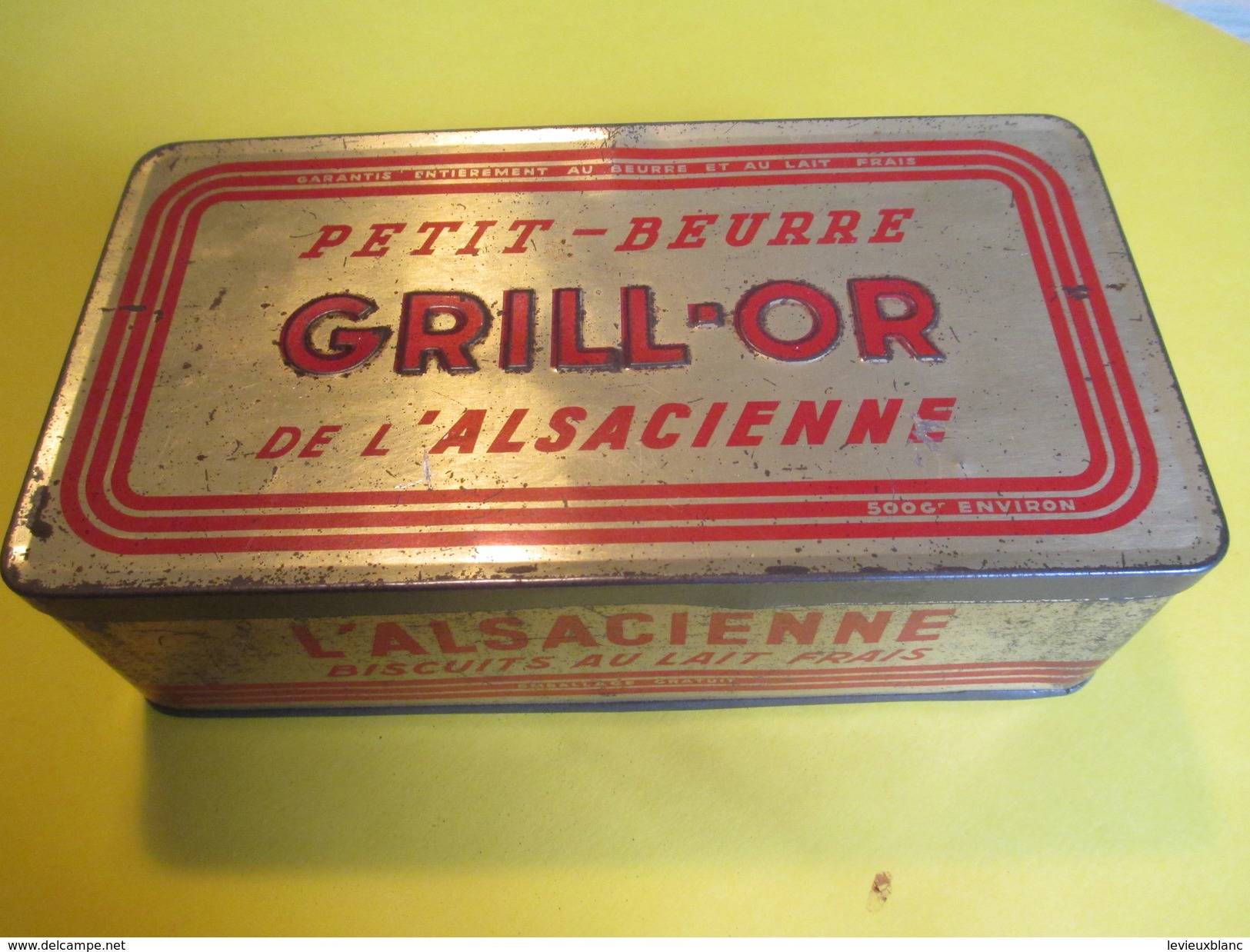 Boite En Fer/Alimentaire/Petit-Beurre GRILL-OR De L'Alsacienne/Biscuits Au Lait Frais/France/Vers1930-50     BFPP104 - Cajas