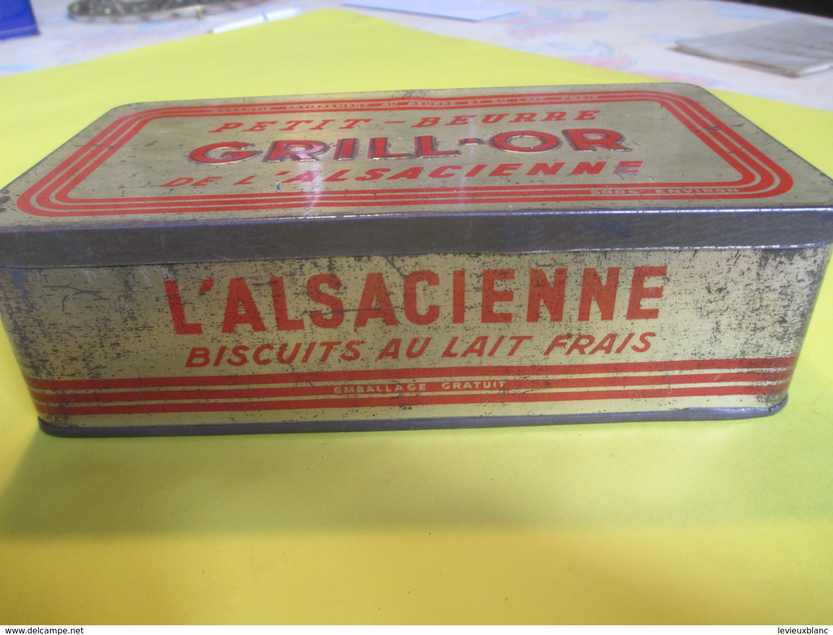 Boite En Fer/Alimentaire/Petit-Beurre GRILL-OR De L'Alsacienne/Biscuits Au Lait Frais/France/Vers1930-50     BFPP104 - Cajas