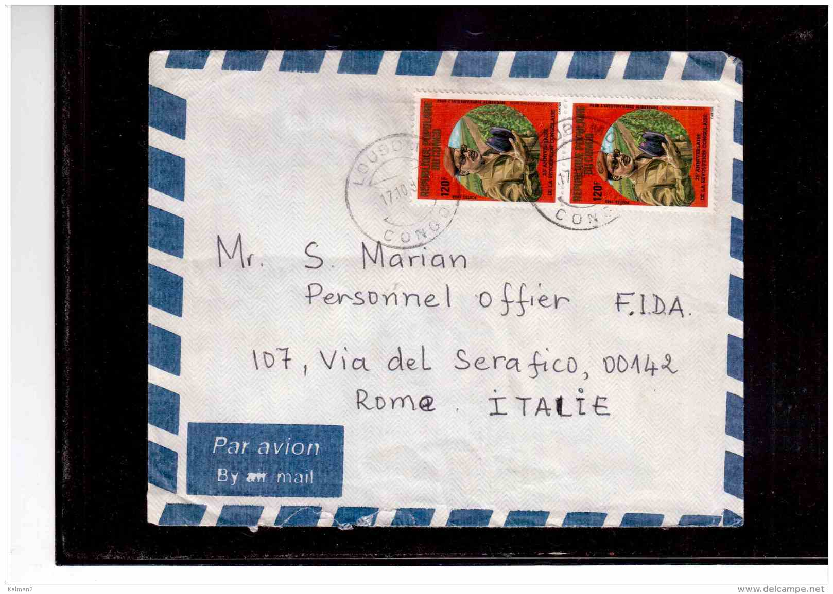 TEM8725  -  POSTAL HISTORY " REP.POPULAIRE DU CONGO "  /  AIR MAIL LETTER TO ROME ON 17.10.1988 - Autres & Non Classés