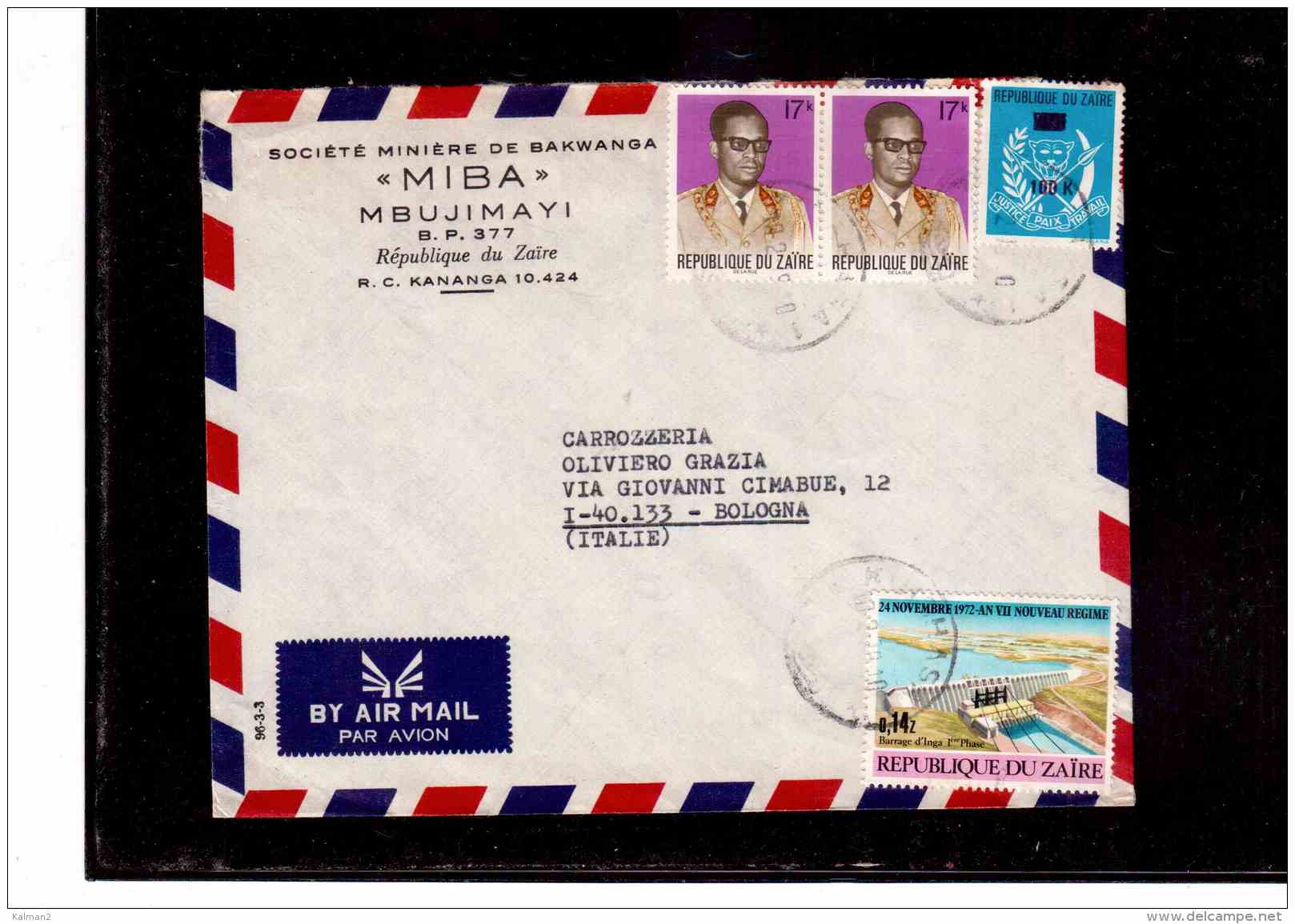 TEM8766    -  POSTAL HISTORY    "  ZAIRE  "  /      AIR MAIL    LETTER  TO  ITALY    ON    1979 - Oblitérés