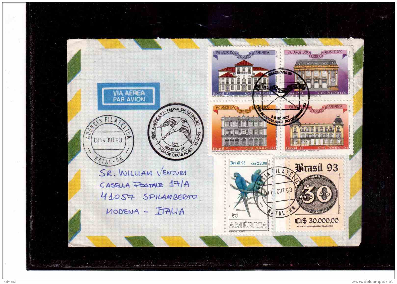 TEM8806   -  POSTAL HISTORY    "  BRASIL  "  /    AIR MAIL  LETTER   TO   ITALY - Covers & Documents