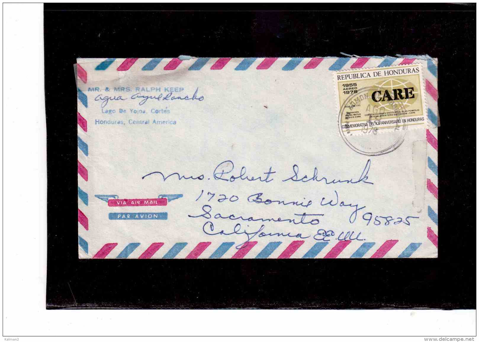 TEM8827   -  POSTAL HISTORY    "  VENEZUELA  "  /    AIR MAIL  LETTER   TO   CALIFORNIA - Honduras