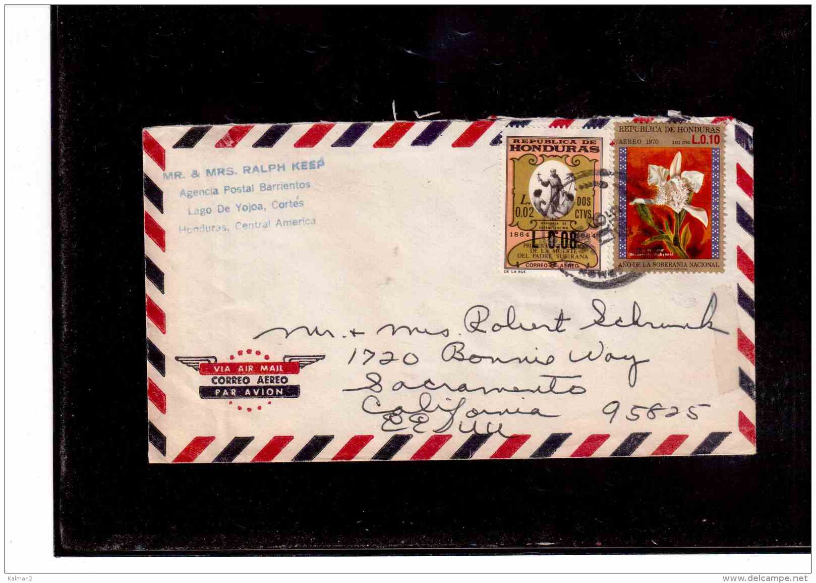 TEM8828   -   POSTAL HISTORY  "  HONDURAS "   /   AIR MAIL LETTER TO CALIFORNIA - Honduras