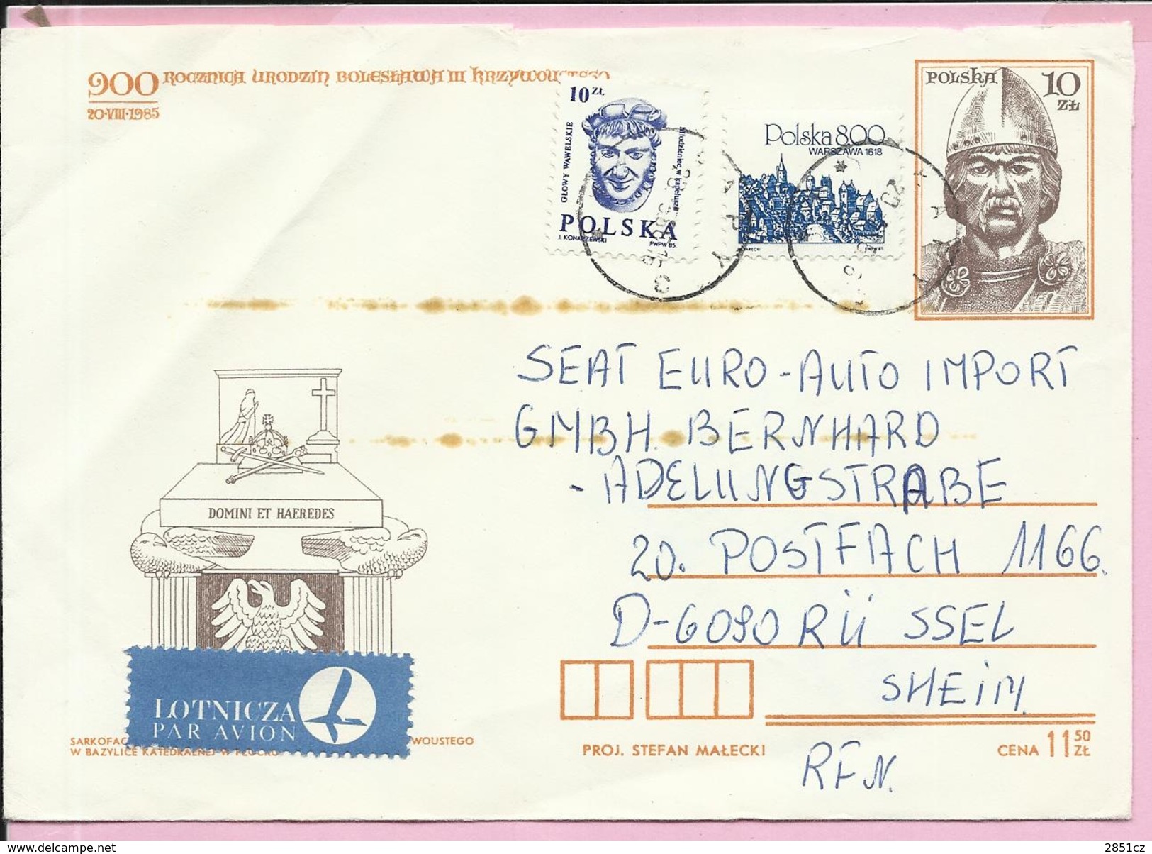 Letter - 1985., Poland (Polska), By Airmail - Flugzeuge