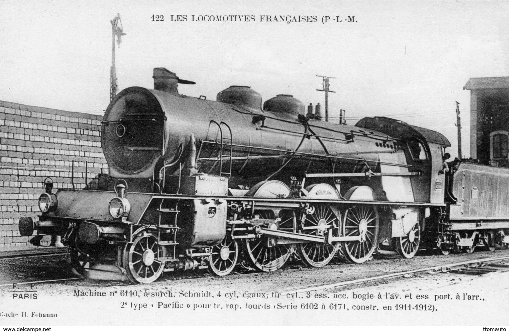 Les Locomotives Francaises (P.L.M.)  -  Machine No 6110 - Construite En 1911  -  Fleury Serie #122 - CPA - Trains