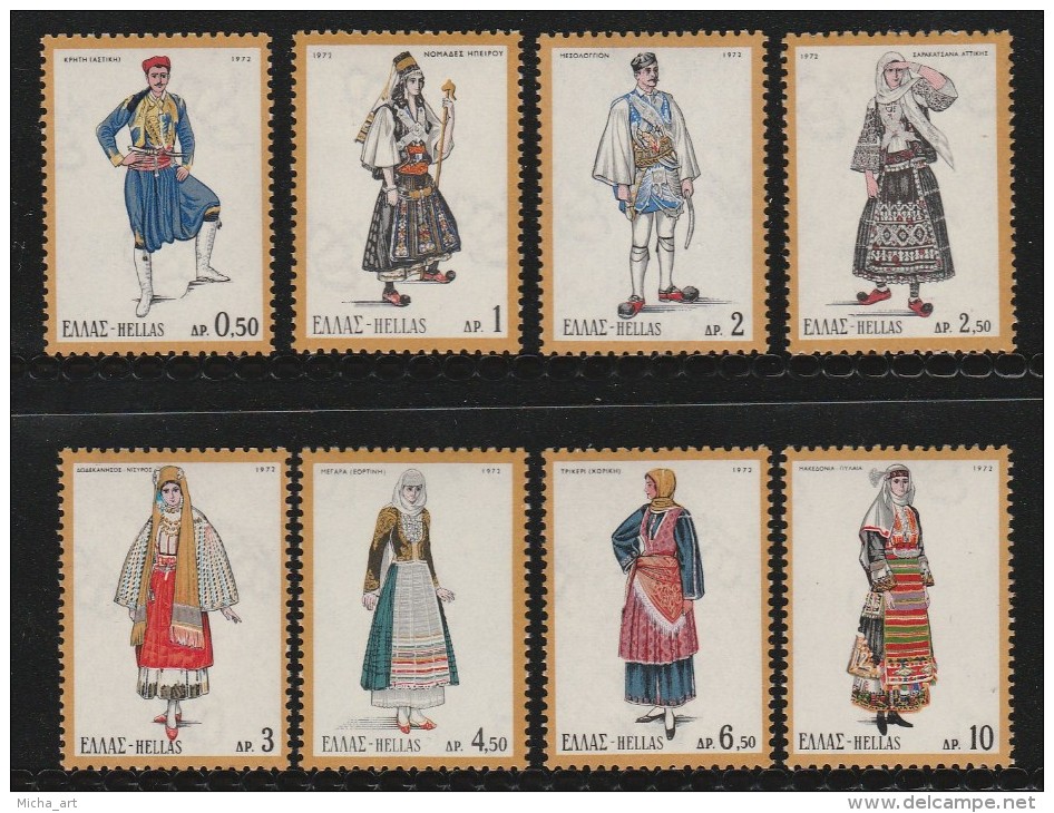 Greece 1972 National Costumes Part I Complete Set MNH W0425 - Nuevos