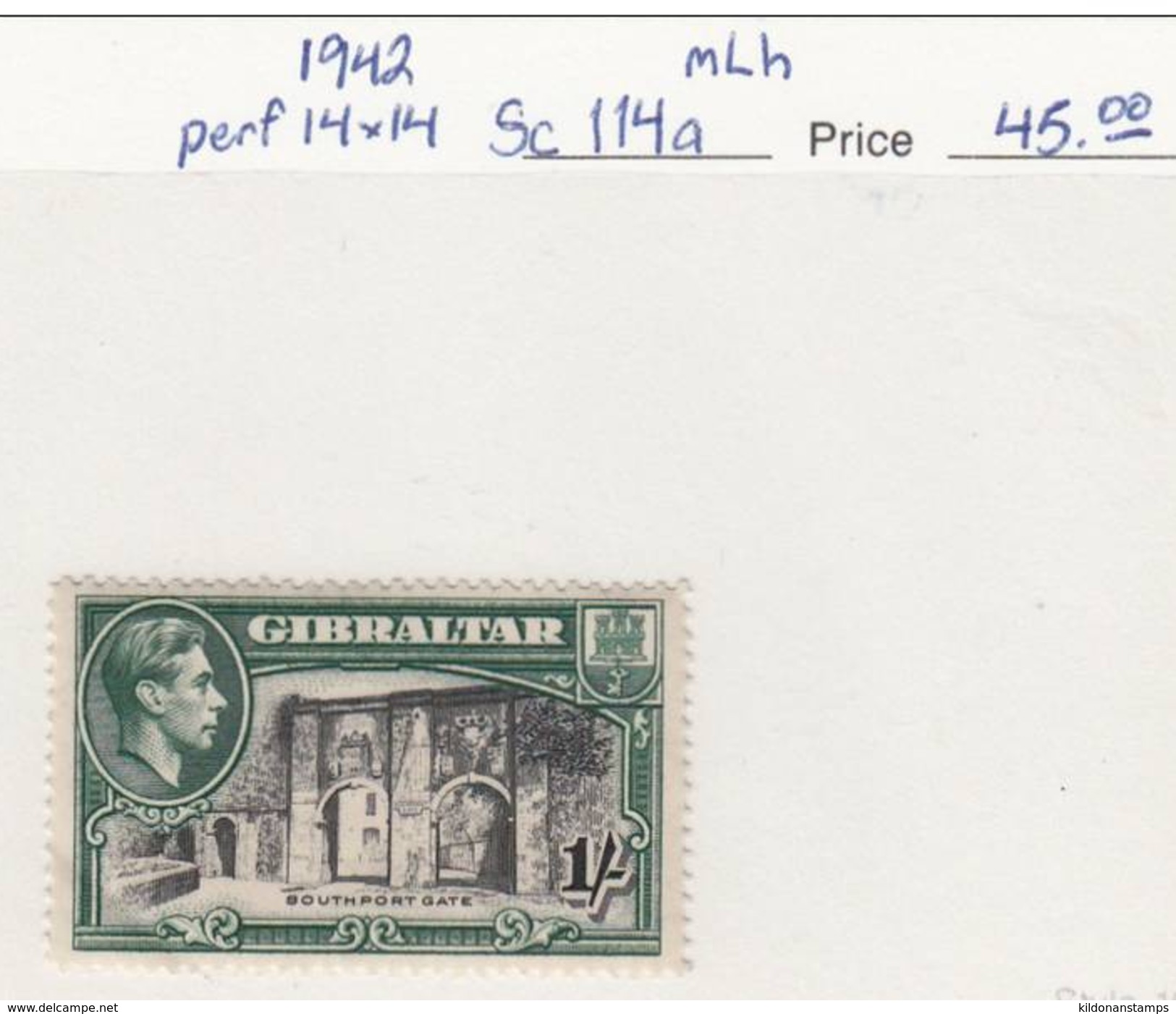 Gibraltar 1942 Perf 14x14, Mint Mounted, Sc# 114a - Gibilterra